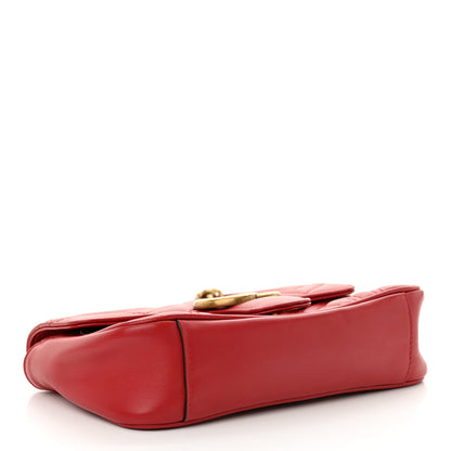 Gucci Calfskin Matelasse Mini GG Marmont Shoulder Bag Hibiscus Red 4 of 12