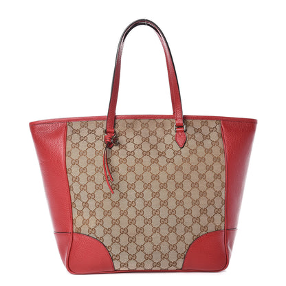 Gucci Monogram Bree Zippered Tote Beige Red 1 of 14
