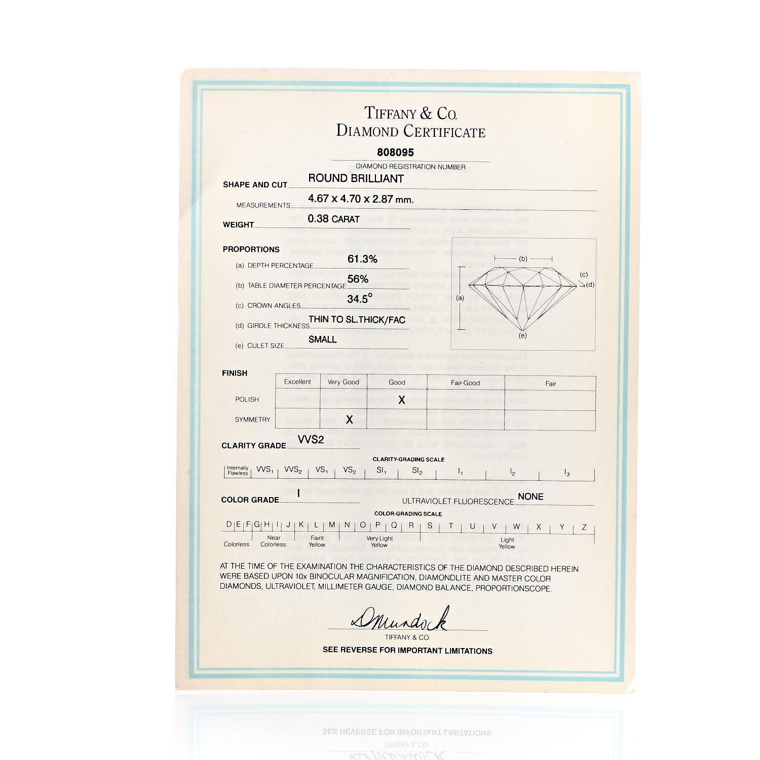 Tiffany Platinum Diamond .38ct Solitaire Engagement Ring 57 8 7 of 7