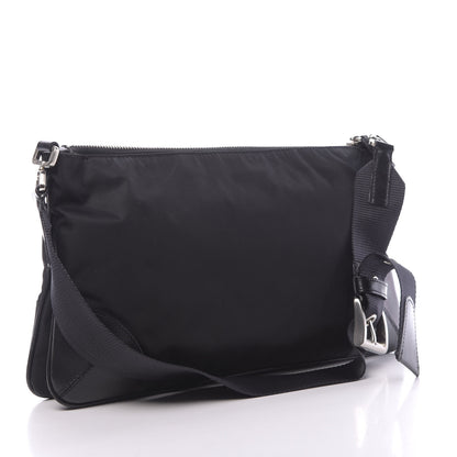 Prada Tessuto Light Nylon Soft Calf Shoulder Bag Black 3 of 9