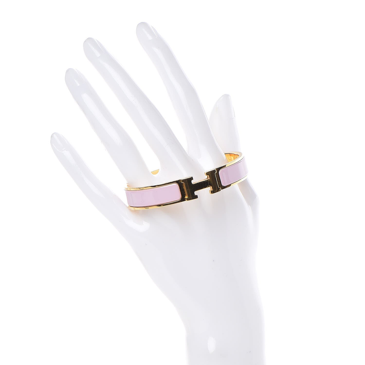 Hermes Enamel Narrow Clic Clac H Bracelet GM Rose Dragee 2 of 6