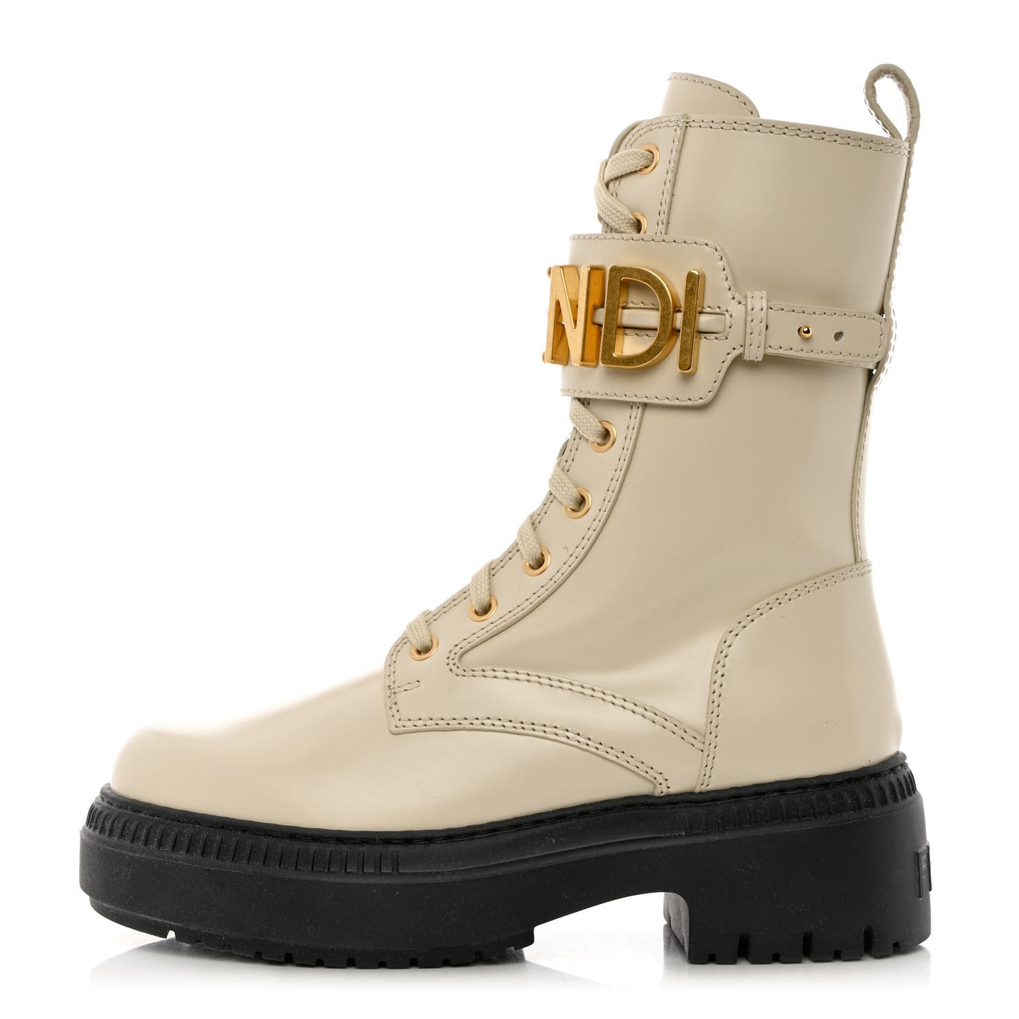Vitello Abrasivato Fendigraphy 50mm Biker Boots 36 White
