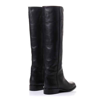 Chanel Calfskin Ascot Riding Boots 36.5 Black 4 of 11