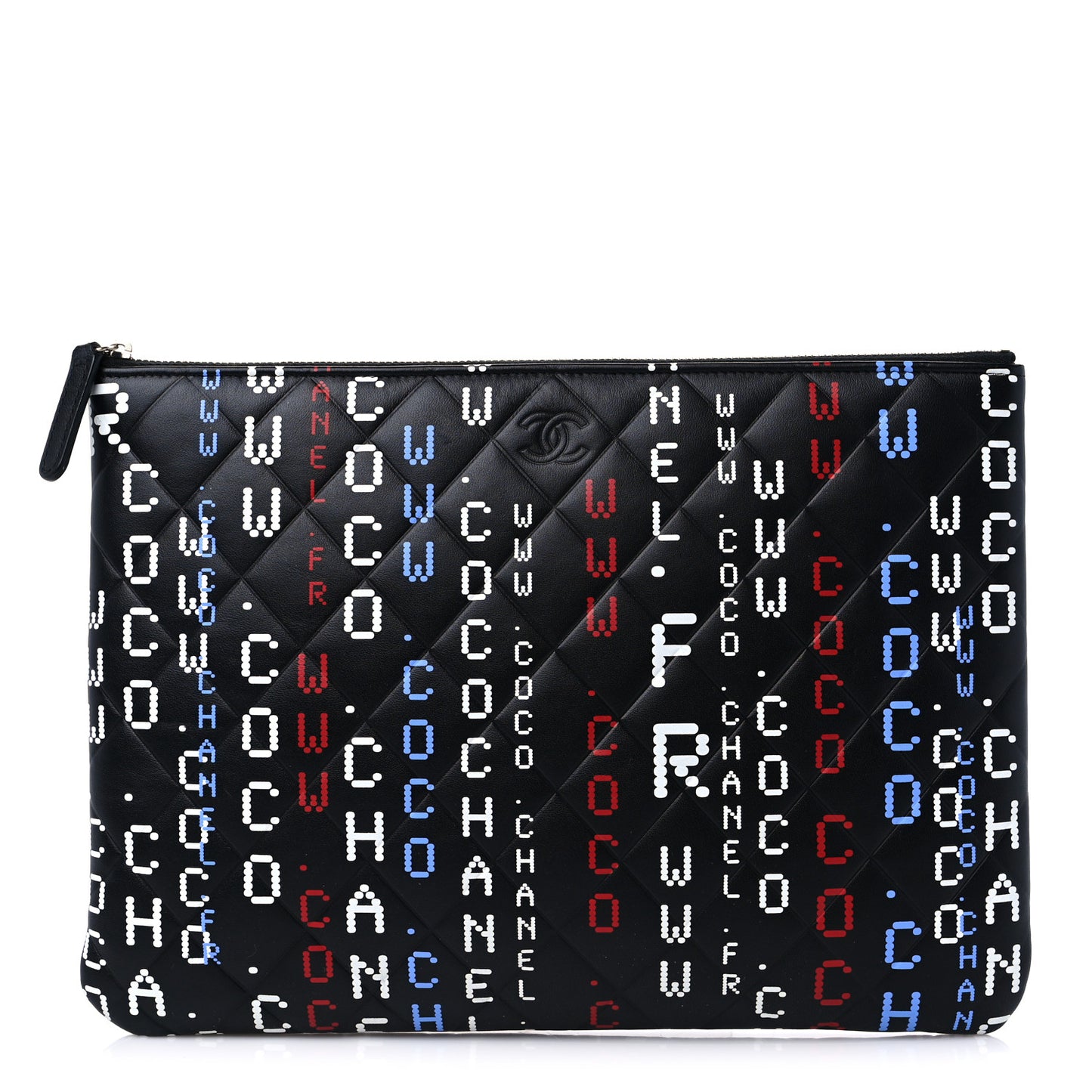 Lambskin Quilted Medium Data Center Cosmetic Case Black