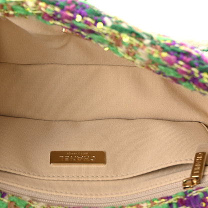 Chanel Tweed Shearling Large Flap Bag Green Purple Ecru Brown 5 of 10