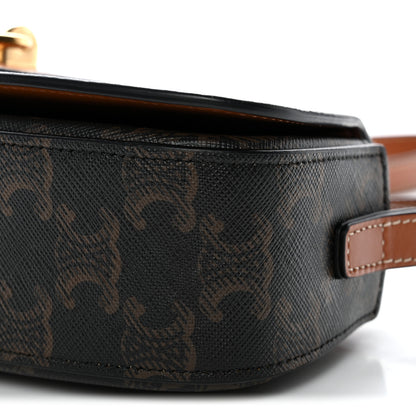 Celine Triomphe Canvas Calfskin Tabou Clutch on Strap Tan 9 of 9