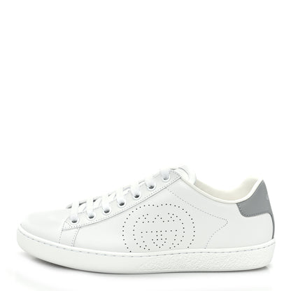 Gucci Calfskin Interlocking G Perforated Womens Ace Sneakers 36 White Grey Sky 1 of 9