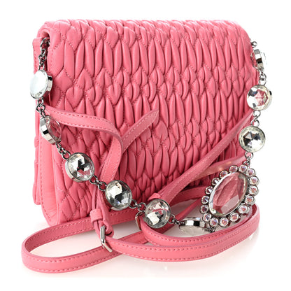 Miu Miu Nappa Matelasse Crystal Flap Clutch Pink 2 of 8