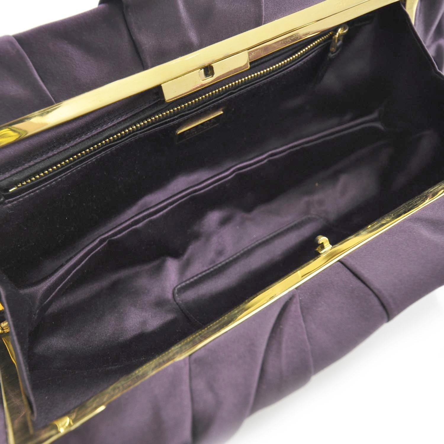 Prada Satin Frame Evening Bag Indaco 4 of 9