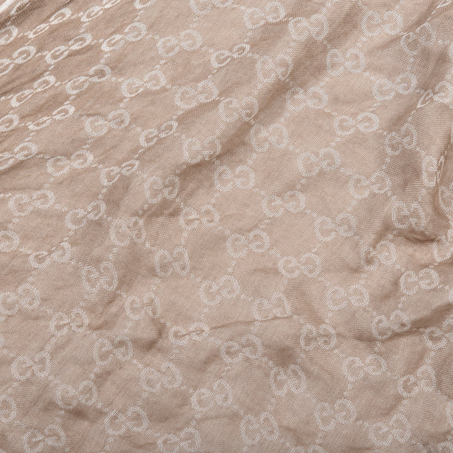 Gucci Modal Silk Monogram Fringe Scarf Beige 4 of 4