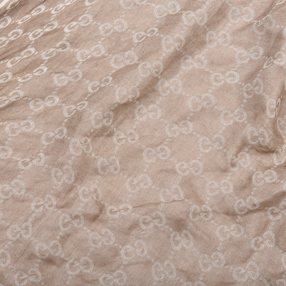 Gucci Modal Silk Monogram Fringe Scarf Beige 4 of 4