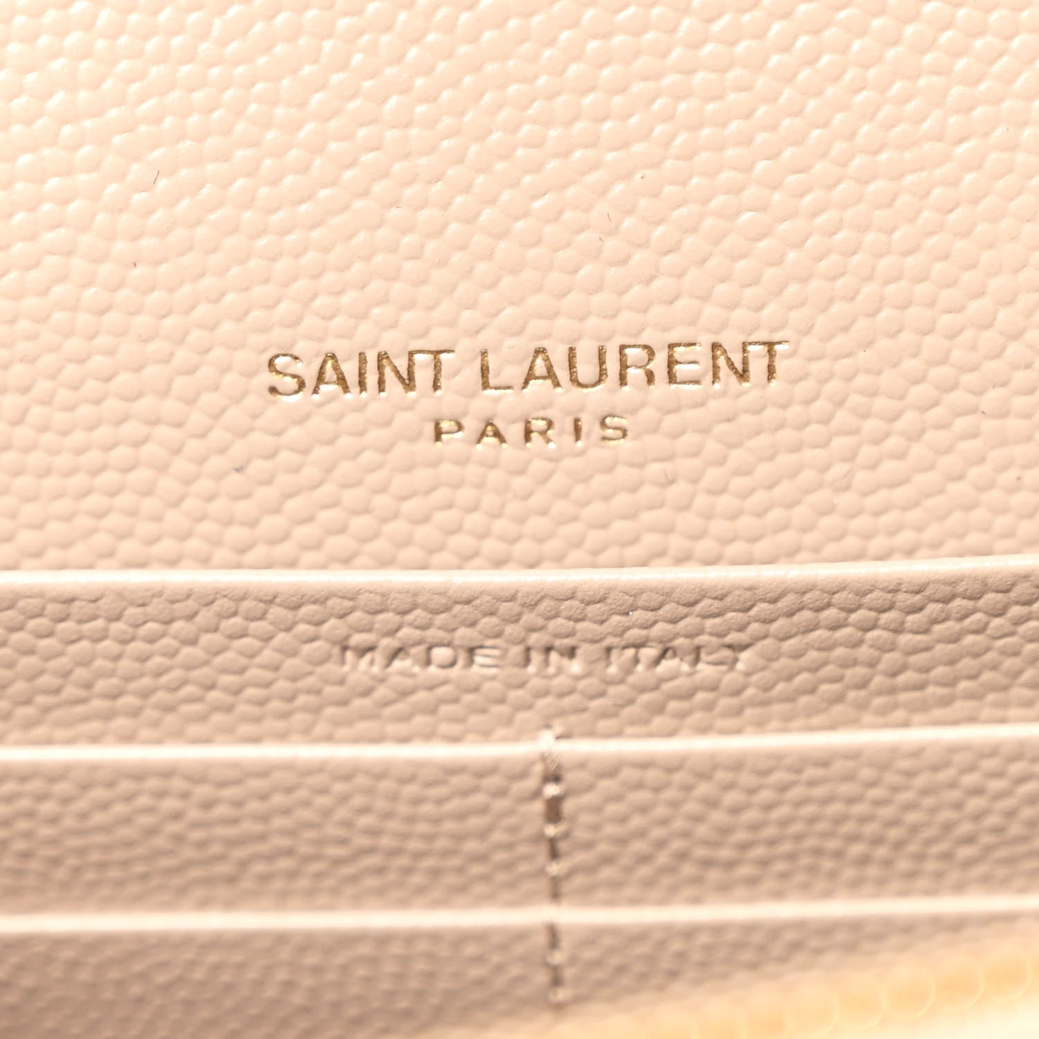 Saint Laurent Grain De Poudre Matelasse Chevron Monogram Envelope Chain Wallet Dark Beige 6 of 11