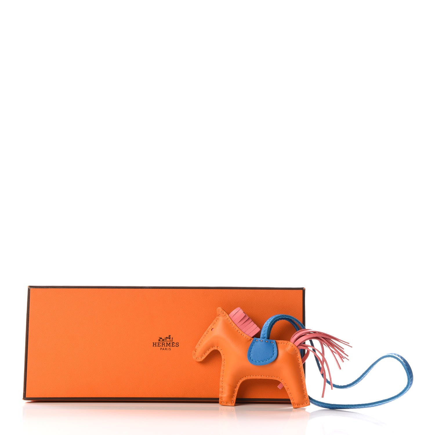 Hermes Milo Lambskin Grigri Rodeo Horse Bag Charm PM Orange Bleu Zanzibar Rose Azalee 4 of 4