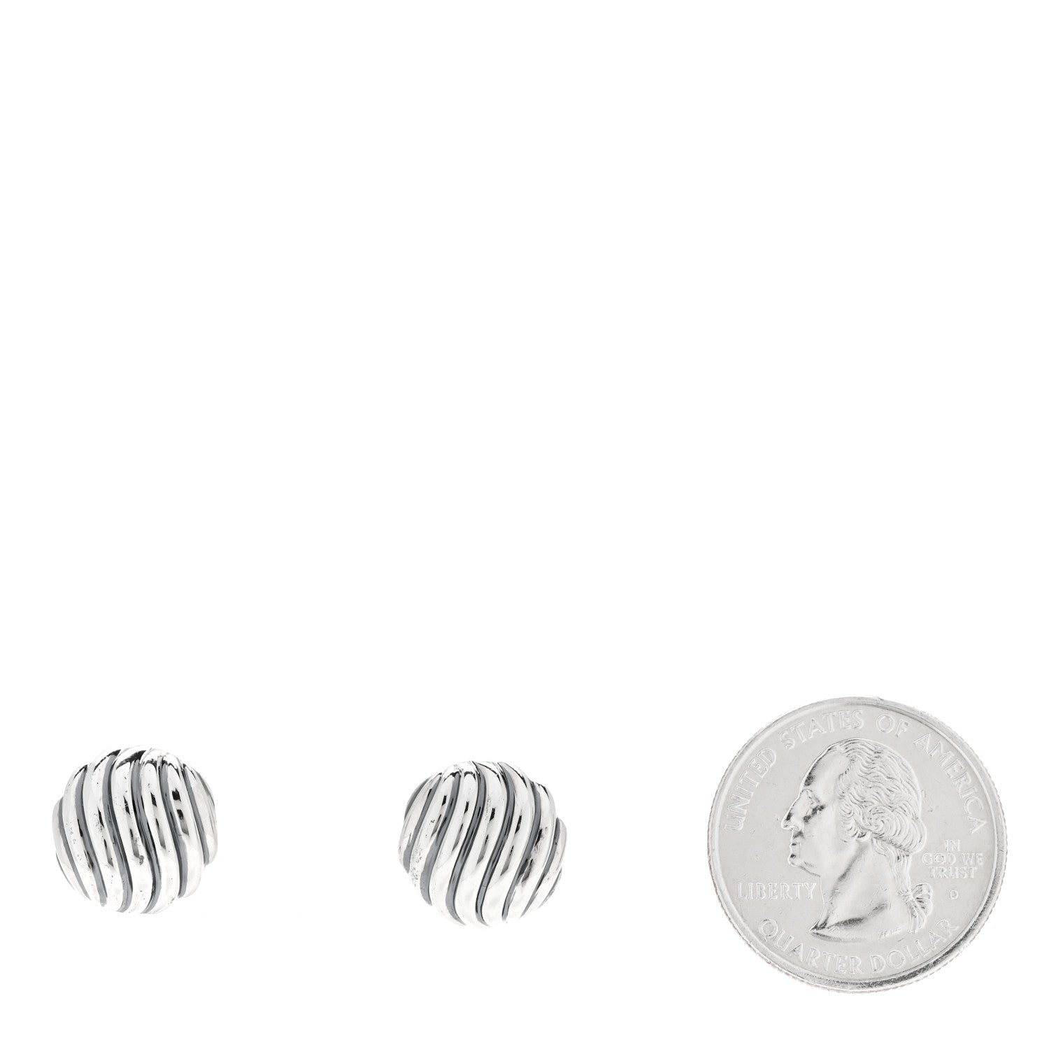 David Yurman Sterling Silver 14mm Sculpted Cable Stud Earrings 2 of 4
