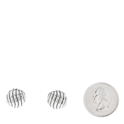 David Yurman Sterling Silver 14mm Sculpted Cable Stud Earrings 2 of 4