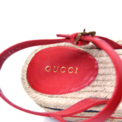 Gucci Cotton Malaga Kid Crochet Pearly GG Lilibeth Espadrille Platform Sandals 40.5 Hibiscus Red 6 of 6