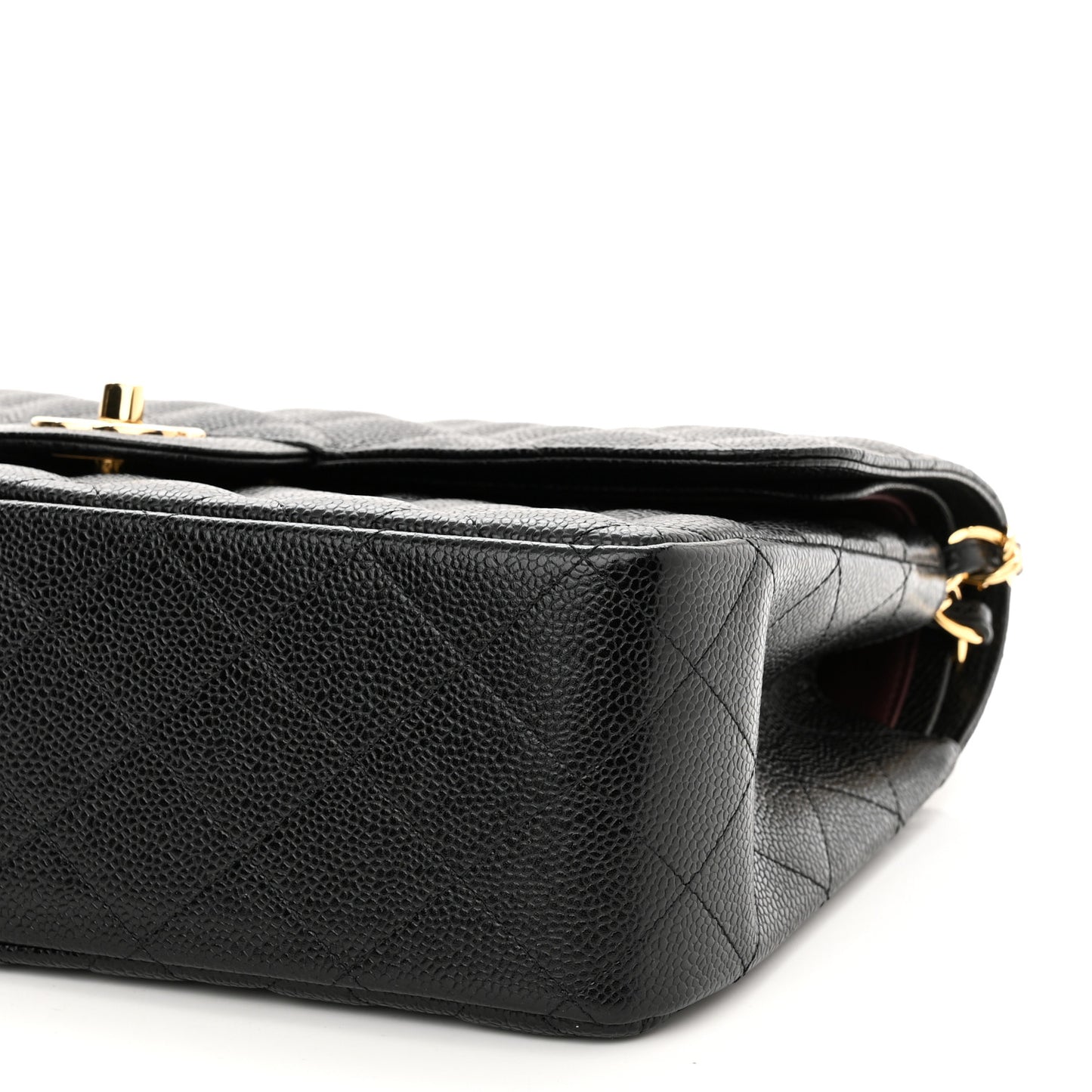 Caviar Quilted Jumbo Double Flap Black