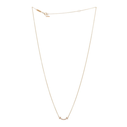 Tiffany 18K Rose Gold Diamond Mini T Smile Pendant Necklace 3 of 4