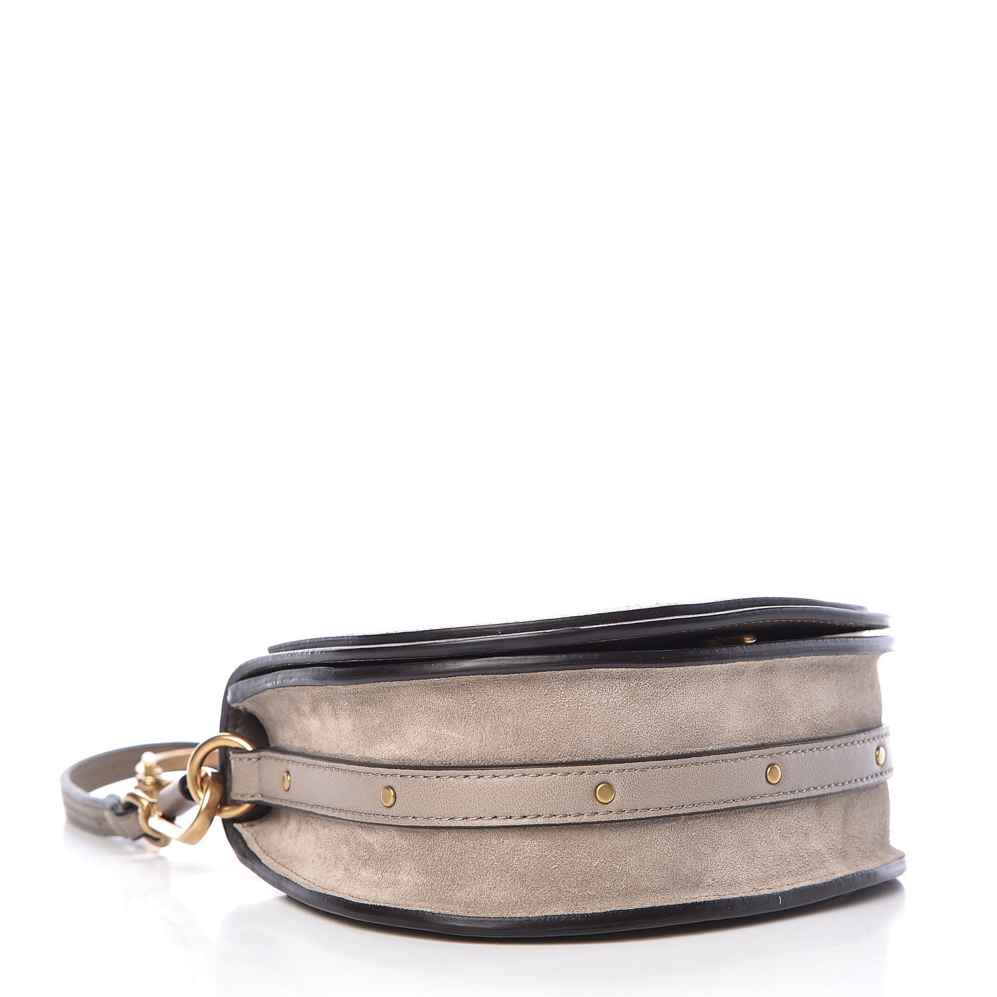 Calfskin Suede Small Nile Bracelet Bag Motty Grey