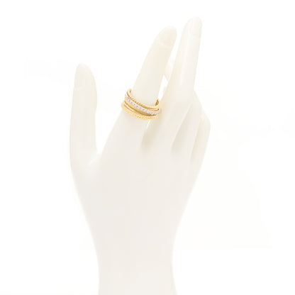 David Yurman 18K Yellow White Gold Diamond 11mm Wide Crossover Ring 54 7 2 of 4
