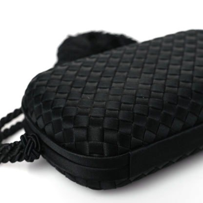 Bottega Veneta Satin Crystal Intreccio Tassel Clutch Black 7 of 9