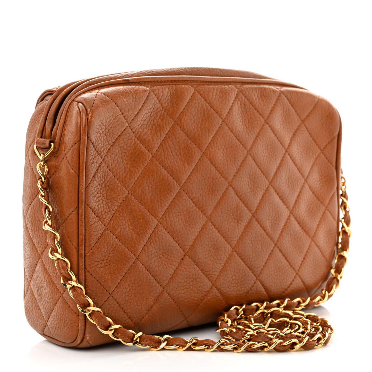 Caviar Quilted CC Camera Case Brown