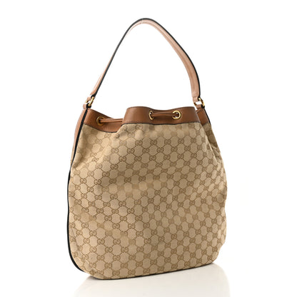 Gucci Monogram Web Rania Drawstring Shoulder Bag Sand 3 of 10