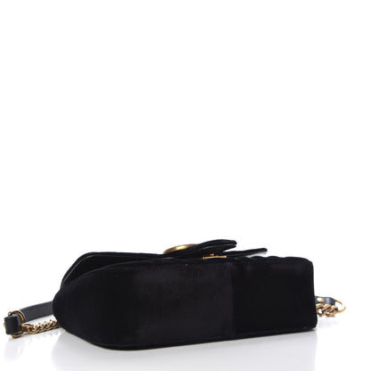 Gucci Velvet Matelasse Mini GG Marmont Shoulder Bag Black 5 of 11