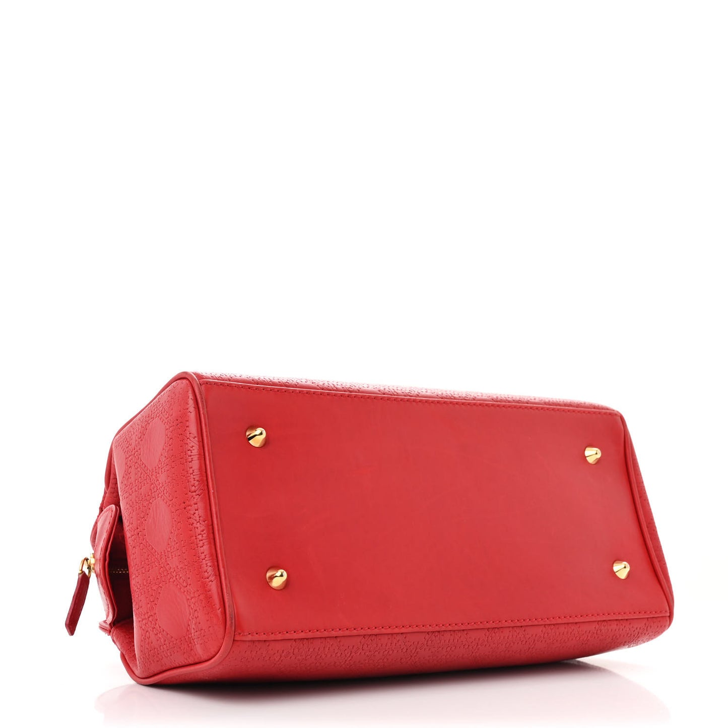 Lambskin Embossed Cannage Handbag Red