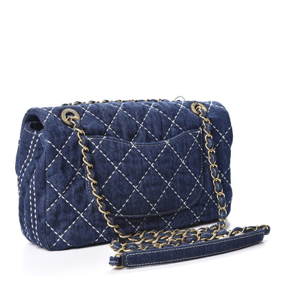 Chanel Denim Quilted Single Flap Blue 2 of 10