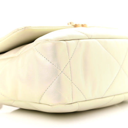 Chanel Iridescent Calfskin Quilted Medium Chanel 19 Flap White 9 of 10
