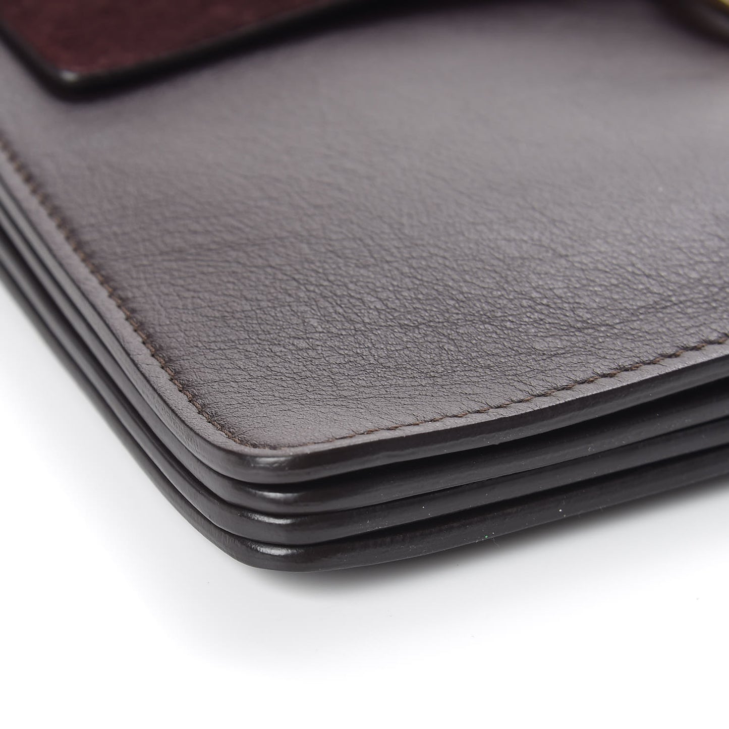 Calfskin Suede Medium Faye Shoulder Bag Carbon Brown
