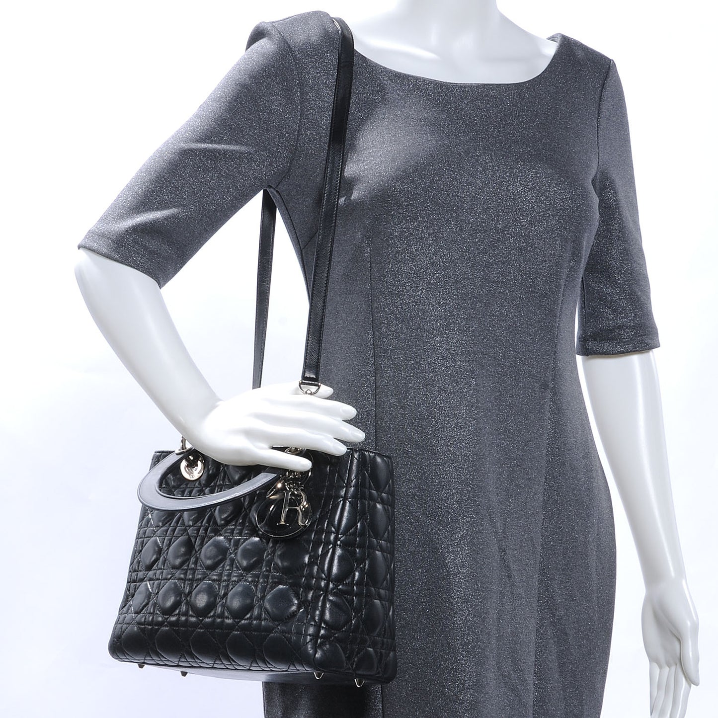 Lambskin Cannage Medium Lady Dior Black