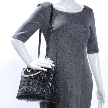 Christian Dior Lambskin Cannage Medium Lady Dior Black 2 of 7