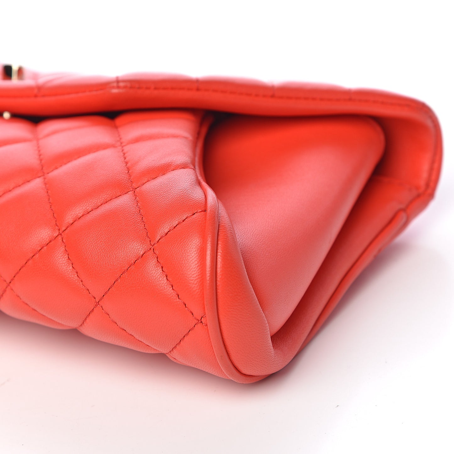 Lambskin Quilted Flap Clutch Red