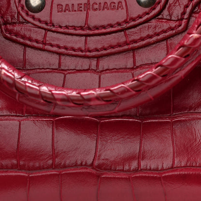 Balenciaga Calfskin Crocodile Embossed Neo Classic Silver Hardware S City Raspberry 11 of 12