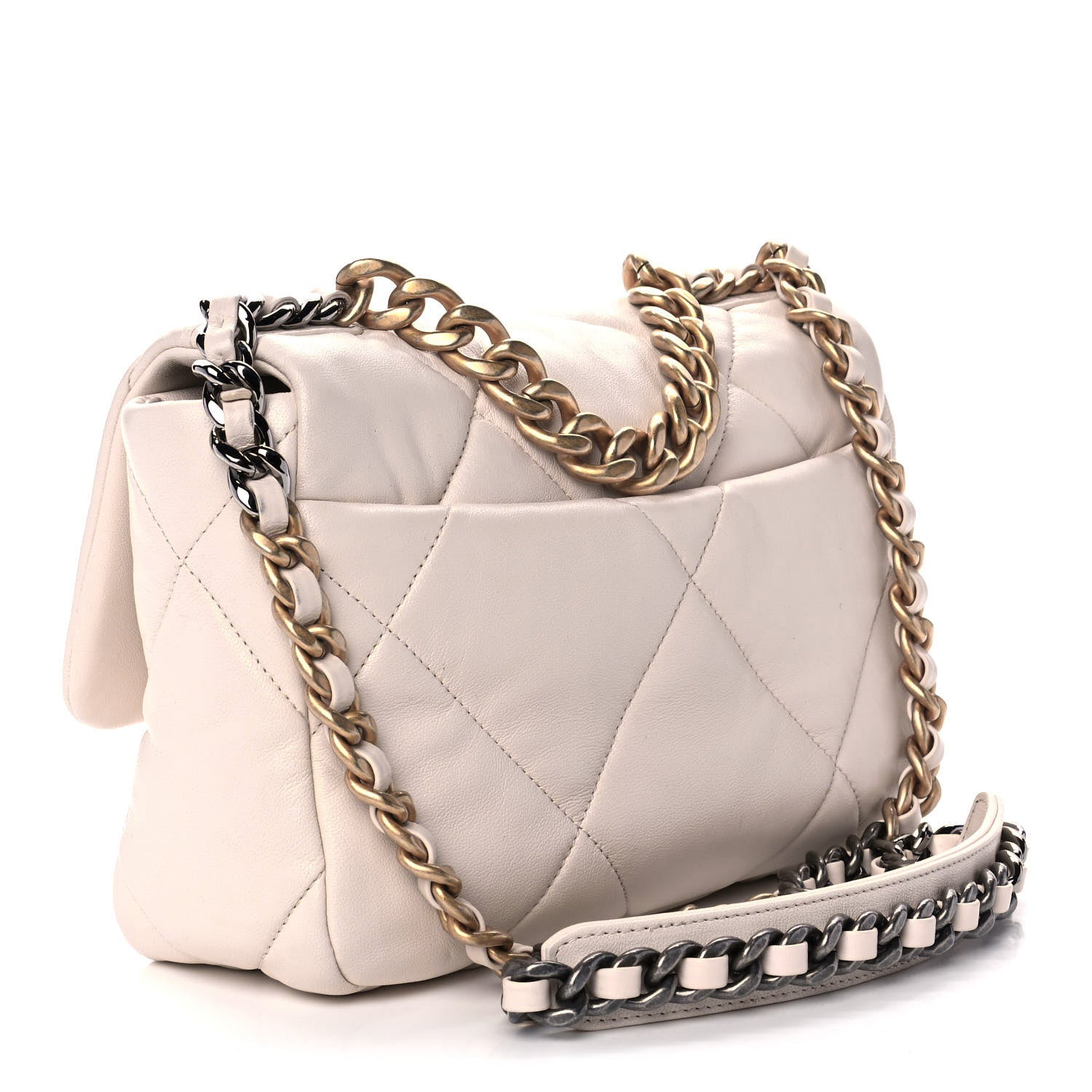Chanel Lambskin Quilted Medium Chanel 19 Flap Light Beige 3 of 10