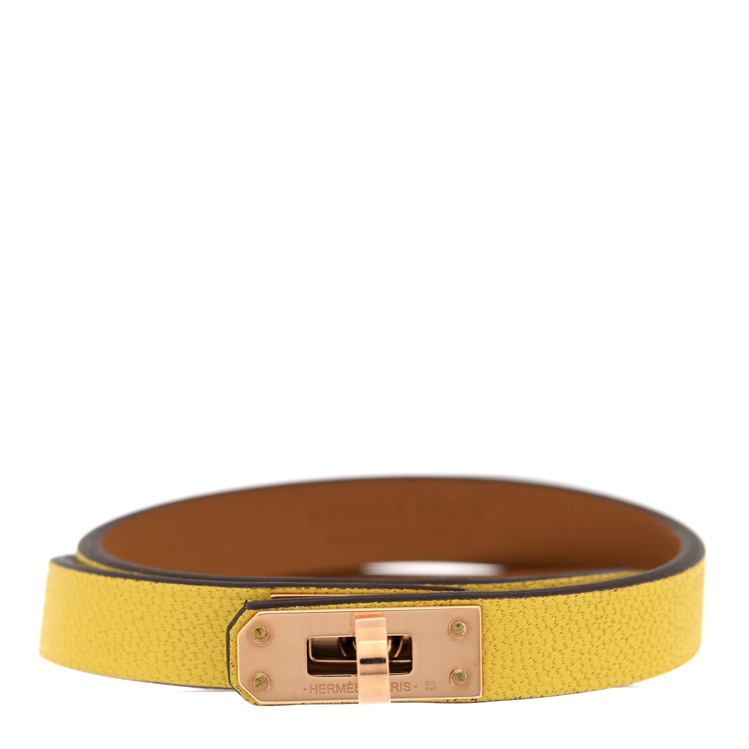 Hermes Chevre Chamkila Mini Kelly Double Tour Bracelet T2 Jaune Citron 1 of 5