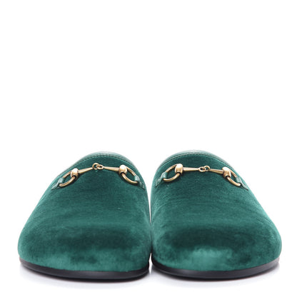 Gucci Softy Velvet Malaga Kid Womens Horsebit River Slippers 37 Emerald 2 of 7