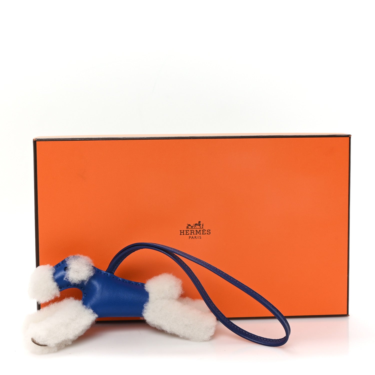 Hermes Milo Lambskin Shearling Budy Charm Bleu France Bleu Saphir 4 of 4