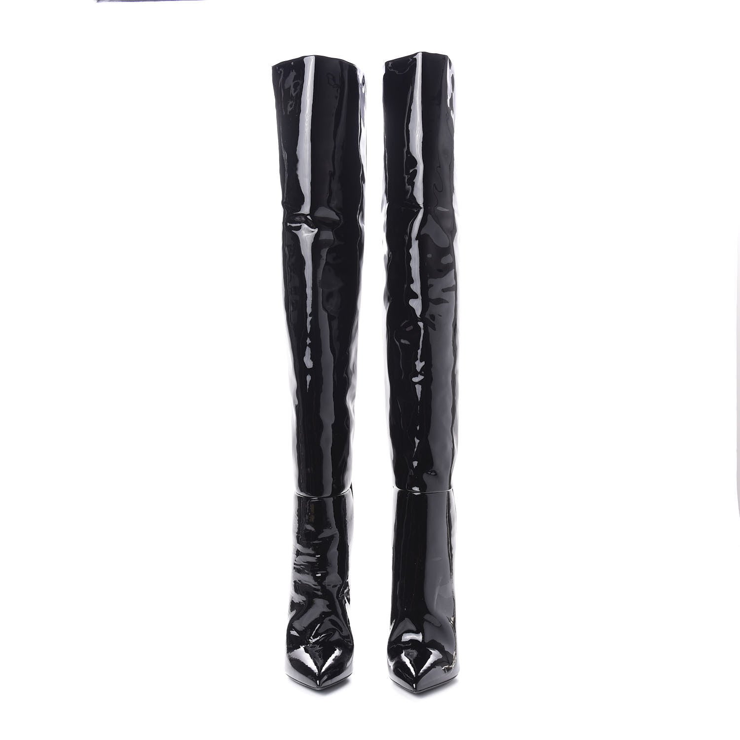Saint Laurent Patent Over The Knee Boots 38 Black 2 of 7