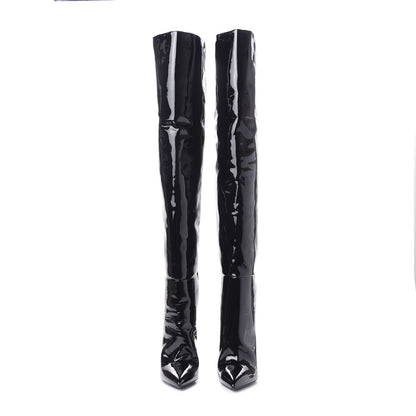 Saint Laurent Patent Over The Knee Boots 38 Black 2 of 7