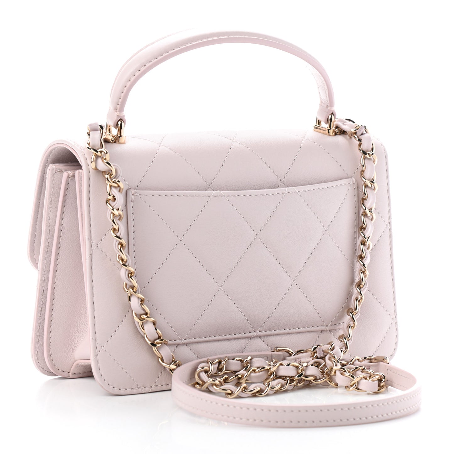 Calfskin Quilted Small Top Handle Flap Light Pink