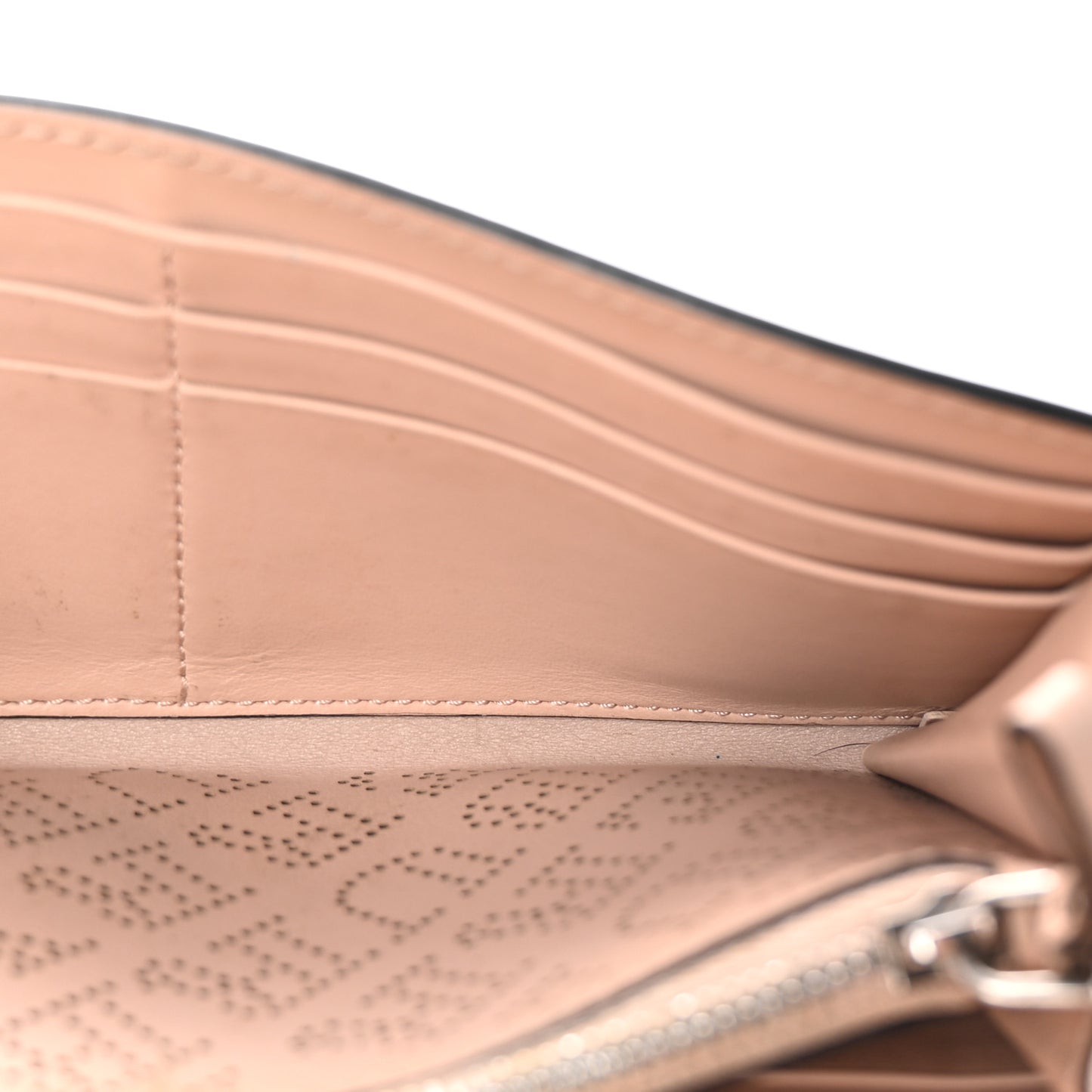 Calfskin Perforated Halton Wallet Pale Fawn Pink
