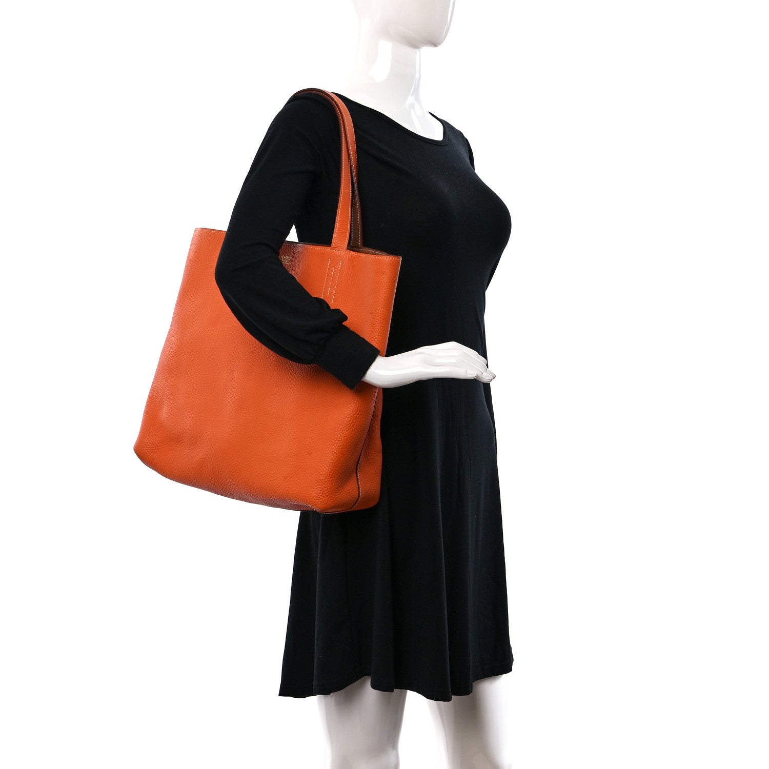 Hermes Taurillon Clemence Double Sens 45 Reversible Tote Orange Gold 2 of 10