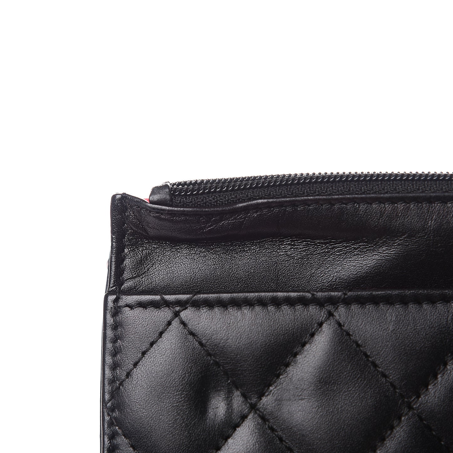 Calfskin Quilted Cambon Wallet On Chain WOC Black