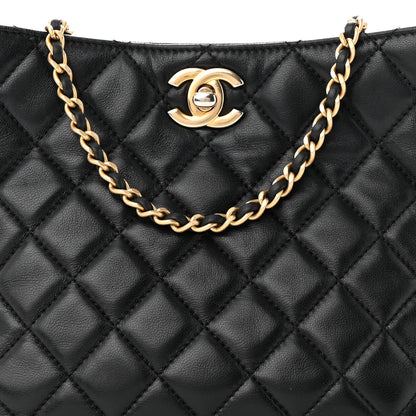 Chanel Lambskin Quilted Small Pearl Crush Hobo Black 8 of 10