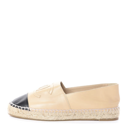 Chanel Lambskin CC Espadrilles 37 Beige Black 1 of 7