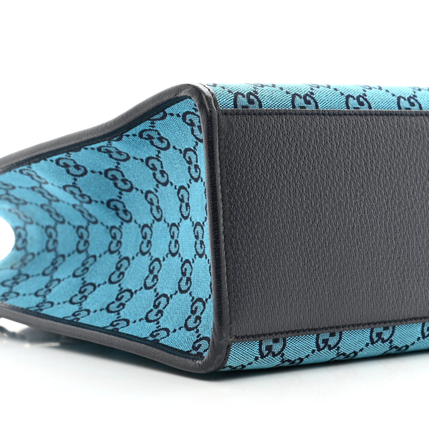 Monogram Multicolor Textured Dollar Calfskin Small Retro Interlocking G Tote Bag Light Blue