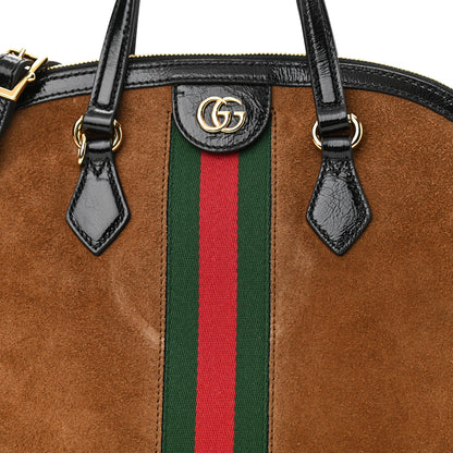 Gucci Suede Patent Web Medium Ophidia Top Handle Dome Bag Nocciola Black 5 of 11